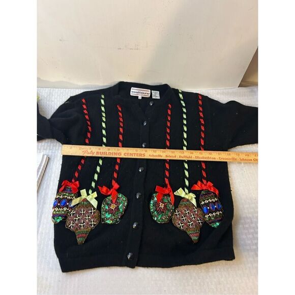 Westbound M petites sweater Christmas black 3D ornaments lambs wool blend rn#589 - Picture 6 of 8
